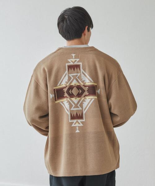 coen（コーエン）の「［洗える］トライバル柄ジャガードニットカーディガン（カーディガン/ボレロ・メンズ・ライム/ベージュ・S/M/L/XL）」の15枚目の写真