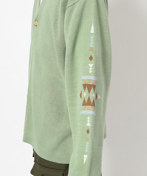 coen（コーエン）の「［洗える］トライバル柄ジャガードニットカーディガン（カーディガン/ボレロ・メンズ・ライム/ベージュ・S/M/L/XL）」の18枚目の写真