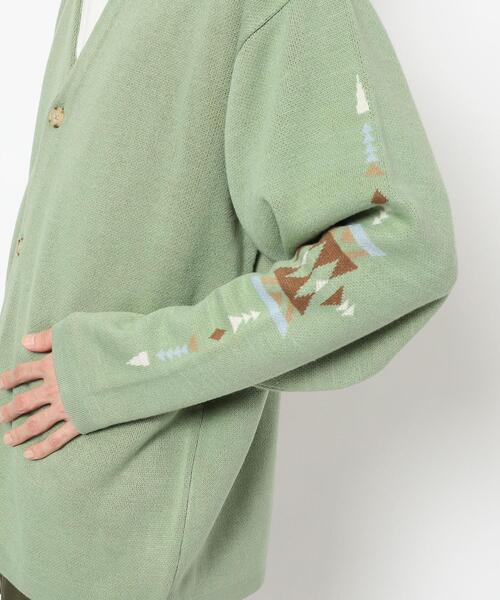 coen（コーエン）の「［洗える］トライバル柄ジャガードニットカーディガン（カーディガン/ボレロ・メンズ・ライム/ベージュ・S/M/L/XL）」の19枚目の写真