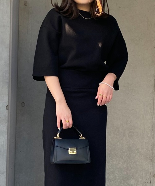 audrey and john wad（オードリーアンドジョンワッド）の「ミラノリブクルーネックプルオーバー -手洗い可-（ニット/セーター・レディース・ブラック/ライトグリーン/オレンジ・FREE）」の2枚目の写真