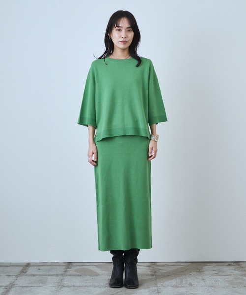 audrey and john wad（オードリーアンドジョンワッド）の「ミラノリブクルーネックプルオーバー -手洗い可-（ニット/セーター・レディース・ブラック/ライトグリーン/オレンジ・FREE）」の8枚目の写真