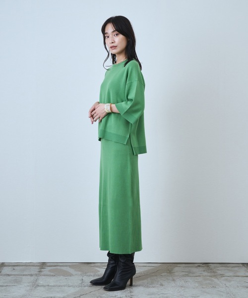 audrey and john wad（オードリーアンドジョンワッド）の「ミラノリブクルーネックプルオーバー -手洗い可-（ニット/セーター・レディース・ブラック/ライトグリーン/オレンジ・FREE）」の9枚目の写真