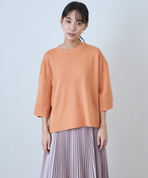 audrey and john wad（オードリーアンドジョンワッド）の「ミラノリブクルーネックプルオーバー -手洗い可-（ニット/セーター・レディース・ブラック/ライトグリーン/オレンジ・FREE）」の10枚目の写真