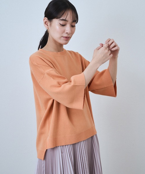 audrey and john wad（オードリーアンドジョンワッド）の「ミラノリブクルーネックプルオーバー -手洗い可-（ニット/セーター・レディース・ブラック/ライトグリーン/オレンジ・FREE）」の12枚目の写真