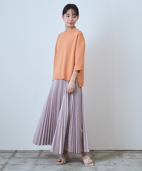 audrey and john wad（オードリーアンドジョンワッド）の「ミラノリブクルーネックプルオーバー -手洗い可-（ニット/セーター・レディース・ブラック/ライトグリーン/オレンジ・FREE）」の13枚目の写真