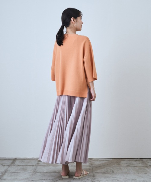 audrey and john wad（オードリーアンドジョンワッド）の「ミラノリブクルーネックプルオーバー -手洗い可-（ニット/セーター・レディース・ブラック/ライトグリーン/オレンジ・FREE）」の14枚目の写真