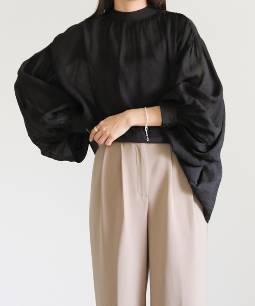 select MOCA(セレクトモカ)の「プチハイネックボリュームシアー楊柳ブラウス(シャツ/ブラウス・レディース・ブラック/オフホワイト/ライトイエロー/モカ・FREE)」の21枚目の写真