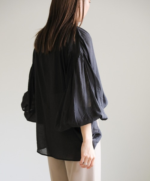 select MOCA(セレクトモカ)の「プチハイネックボリュームシアー楊柳ブラウス(シャツ/ブラウス・レディース・ブラック/オフホワイト/ライトイエロー/モカ・FREE)」の22枚目の写真