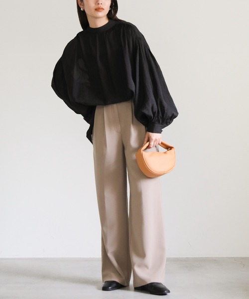 select MOCA(セレクトモカ)の「プチハイネックボリュームシアー楊柳ブラウス(シャツ/ブラウス・レディース・ブラック/オフホワイト/ライトイエロー/モカ・FREE)」の8枚目の写真