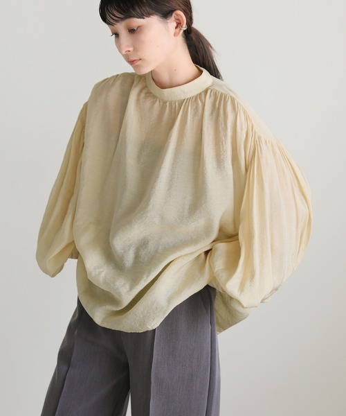 select MOCA(セレクトモカ)の「プチハイネックボリュームシアー楊柳ブラウス(シャツ/ブラウス・レディース・ブラック/オフホワイト/ライトイエロー/モカ・FREE)」の12枚目の写真