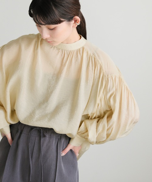 select MOCA(セレクトモカ)の「プチハイネックボリュームシアー楊柳ブラウス(シャツ/ブラウス・レディース・ブラック/オフホワイト/ライトイエロー/モカ・FREE)」の19枚目の写真
