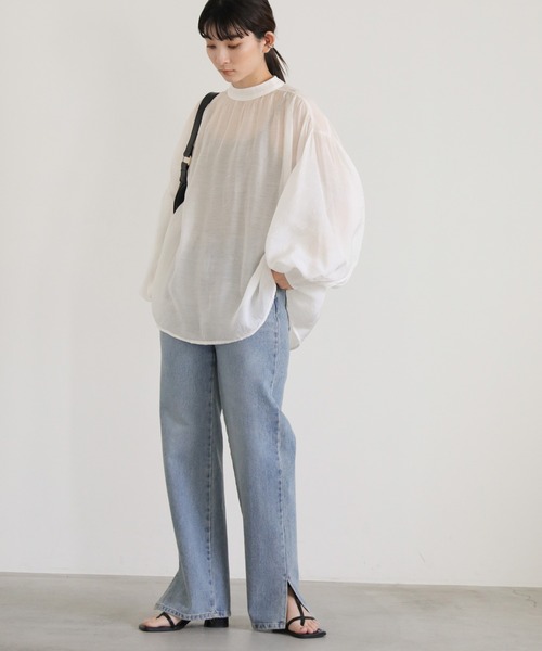 select MOCA(セレクトモカ)の「プチハイネックボリュームシアー楊柳ブラウス(シャツ/ブラウス・レディース・ブラック/オフホワイト/ライトイエロー/モカ・FREE)」の11枚目の写真