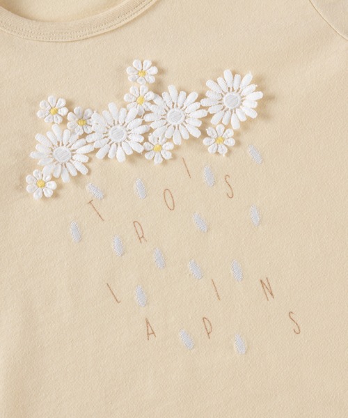 trois lapins kp(トロワラパンケーピー)の「フラワーモチーフ 長袖Tシャツ(100~160)(Tシャツ/カットソー・キッズ・杢グレー/レモンイエロー・110cm/120cm/130cm/140cm/150cm/160cm)」の6枚目の写真