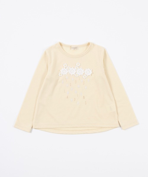 trois lapins kp(トロワラパンケーピー)の「フラワーモチーフ 長袖Tシャツ(100~160)(Tシャツ/カットソー・キッズ・杢グレー/レモンイエロー・110cm/120cm/130cm/140cm/150cm/160cm)」の5枚目の写真