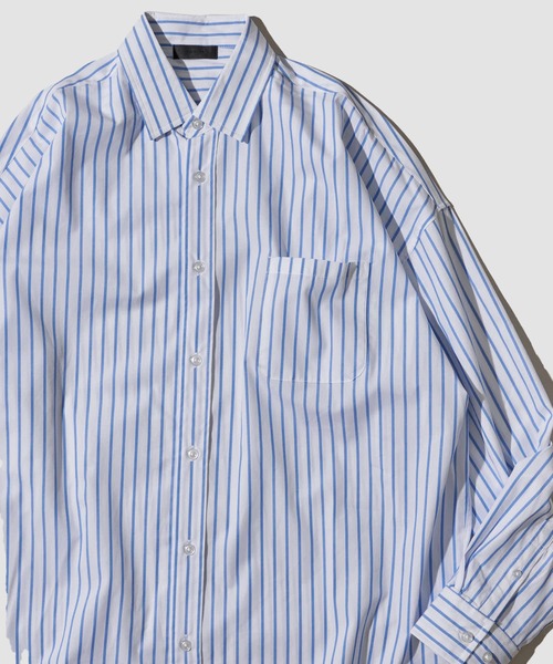 ADPOSION（アドポーション）の「ビッグシルエット ブロードレギュラーカラーシャツ（シャツ/ブラウス・メンズ・ブラック/ホワイト系1/グリーン系1/ブルー/ラベンダー/イエロー/ベージュ/グリーン/ブラック系1/サックスブルー系/ホワイト・MEDIUM/LARGE/X-LARGE）」の3枚目の写真