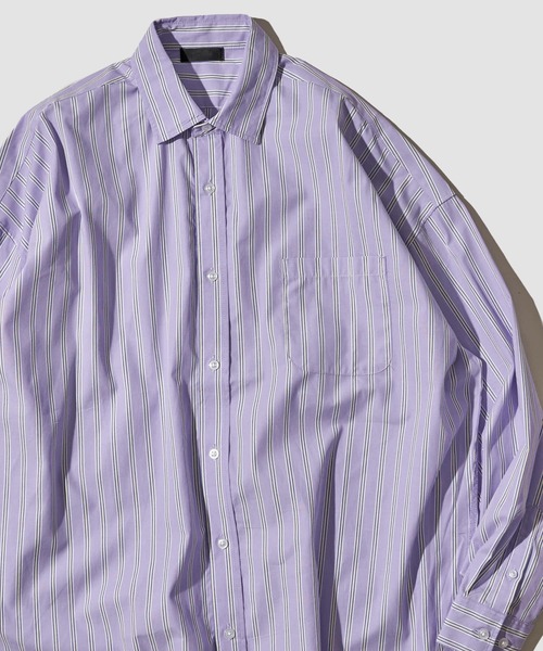 ADPOSION（アドポーション）の「ビッグシルエット ブロードレギュラーカラーシャツ（シャツ/ブラウス・メンズ・ブラック/ホワイト系1/グリーン系1/ブルー/ラベンダー/イエロー/ベージュ/グリーン/ブラック系1/サックスブルー系/ホワイト・MEDIUM/LARGE/X-LARGE）」の10枚目の写真