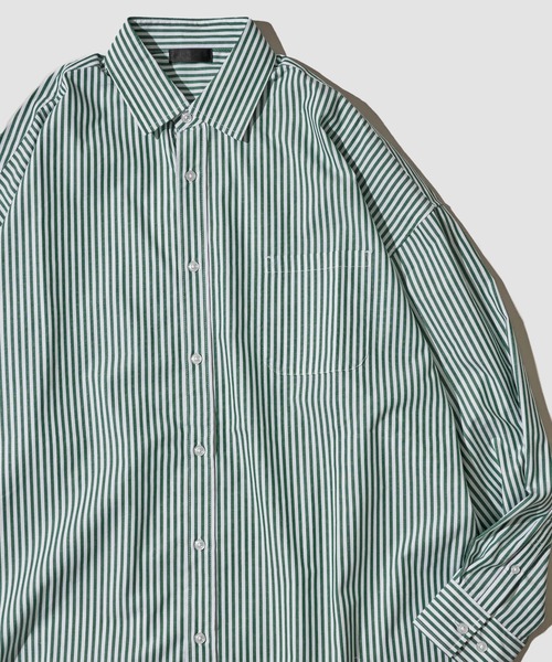 ADPOSION（アドポーション）の「ビッグシルエット ブロードレギュラーカラーシャツ（シャツ/ブラウス・メンズ・ブラック/ホワイト系1/グリーン系1/ブルー/ラベンダー/イエロー/ベージュ/グリーン/ブラック系1/サックスブルー系/ホワイト・MEDIUM/LARGE/X-LARGE）」の7枚目の写真