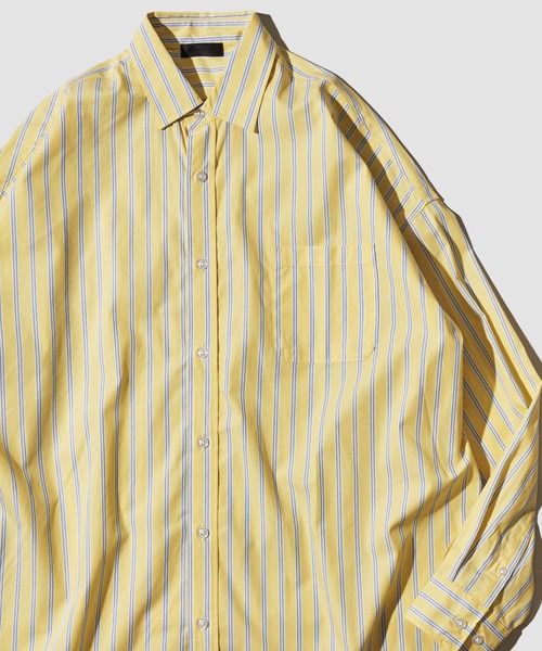 ADPOSION（アドポーション）の「ビッグシルエット ブロードレギュラーカラーシャツ（シャツ/ブラウス・メンズ・ブラック/ホワイト系1/グリーン系1/ブルー/ラベンダー/イエロー/ベージュ/グリーン/ブラック系1/サックスブルー系/ホワイト・MEDIUM/LARGE/X-LARGE）」の11枚目の写真