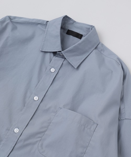 ADPOSION（アドポーション）の「ビッグシルエット ブロードレギュラーカラーシャツ（シャツ/ブラウス・メンズ・ブラック/ホワイト系1/グリーン系1/ブルー/ラベンダー/イエロー/ベージュ/グリーン/ブラック系1/サックスブルー系/ホワイト・MEDIUM/LARGE/X-LARGE）」の12枚目の写真