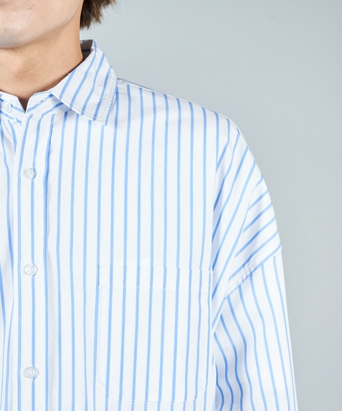 ADPOSION（アドポーション）の「ビッグシルエット ブロードレギュラーカラーシャツ（シャツ/ブラウス・メンズ・ブラック/ホワイト系1/グリーン系1/ブルー/ラベンダー/イエロー/ベージュ/グリーン/ブラック系1/サックスブルー系/ホワイト・MEDIUM/LARGE/X-LARGE）」の19枚目の写真