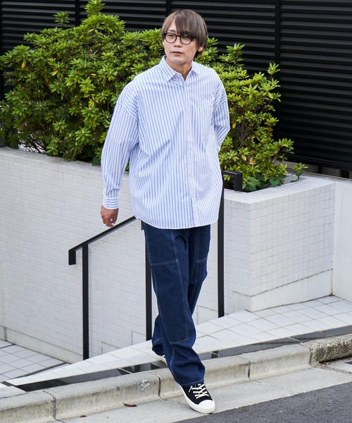 ADPOSION（アドポーション）の「ビッグシルエット ブロードレギュラーカラーシャツ（シャツ/ブラウス・メンズ・ブラック/ホワイト系1/グリーン系1/ブルー/ラベンダー/イエロー/ベージュ/グリーン/ブラック系1/サックスブルー系/ホワイト・MEDIUM/LARGE/X-LARGE）」の22枚目の写真