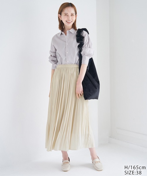 ROPE' PICNIC(ロペピクニック)の「着丈が選べるエアリープリーツスカート(スカート・レディース・ブラック/ダークブラウン/ベージュ/ネイビー/イエロー/ベージュ系その他2/ホワイト系その他/サックスブルー/ホワイト系その他5/ブラック系その他/ブラック系その他2/ブルー系その他6/ブラック系その他3/ベージュ系その他/ピンク/ホワイト系その他2/チャコールグレー・36/38)」の21枚目の写真