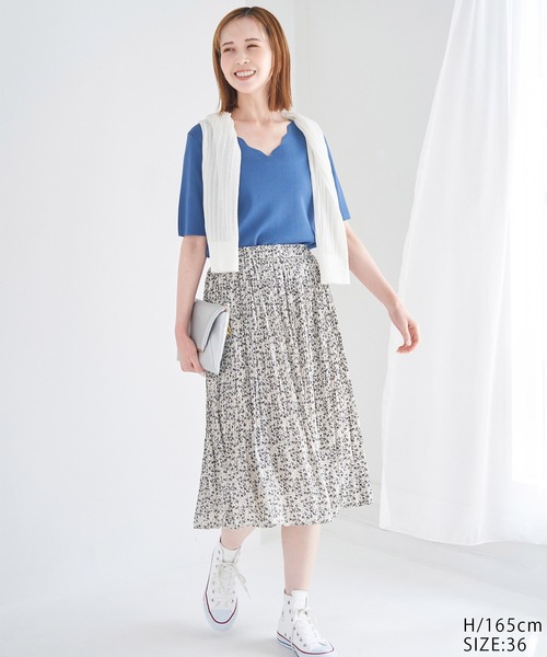 ROPE' PICNIC(ロペピクニック)の「着丈が選べるエアリープリーツスカート(スカート・レディース・ブラック/ダークブラウン/ベージュ/ネイビー/イエロー/ベージュ系その他2/ホワイト系その他/サックスブルー/ホワイト系その他5/ブラック系その他/ブラック系その他2/ブルー系その他6/ブラック系その他3/ベージュ系その他/ピンク/ホワイト系その他2/チャコールグレー・36/38)」の22枚目の写真