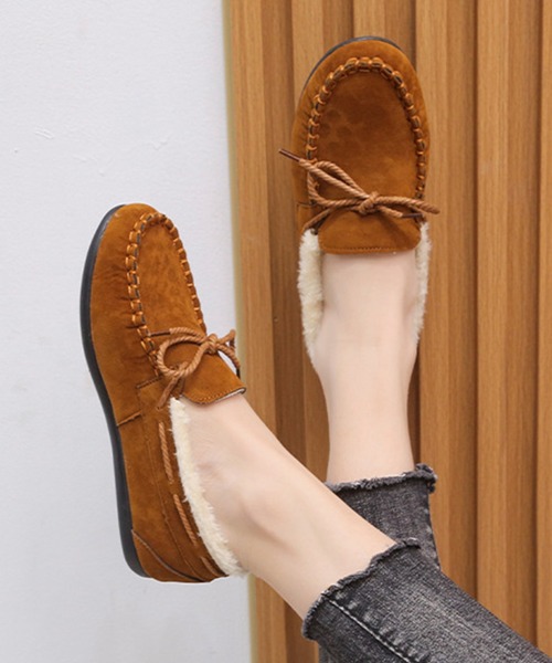 STYLEBLOCK(スタイルブロック)の「内ファーモカシンシューズ(パンプス・レディース・ブラウン/レッド/ブラック/グレー・40/38/39/41/35/36/37)」の2枚目の写真