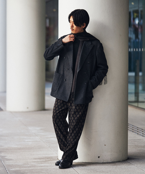 EDIFICE LA BOUCLE（エディフィスラブークル）の「【LA BOUCLE / ラブークル】1タック イージーパンツ（ブラッシュド パターン）（その他パンツ・メンズ・グリーン/ブラウン/ブラック系その他/ブラック・3/1/2）」の5枚目の写真