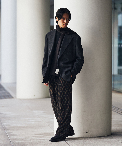 EDIFICE LA BOUCLE（エディフィスラブークル）の「【LA BOUCLE / ラブークル】1タック イージーパンツ（ブラッシュド パターン）（その他パンツ・メンズ・グリーン/ブラウン/ブラック系その他/ブラック・3/1/2）」の10枚目の写真