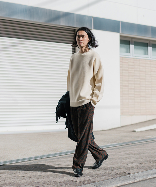 EDIFICE LA BOUCLE（エディフィスラブークル）の「【LA BOUCLE / ラブークル】1タック イージーパンツ（ブラッシュド パターン）（その他パンツ・メンズ・グリーン/ブラウン/ブラック系その他/ブラック・3/1/2）」の17枚目の写真