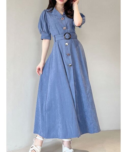 RESEXXY（リゼクシー）の「フロントボタンテーラードワンピース（ワンピース・レディース・ブラック/ピンク/ブルー/アイボリー・FREE）」の4枚目の写真