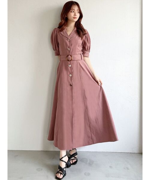 RESEXXY（リゼクシー）の「フロントボタンテーラードワンピース（ワンピース・レディース・ブラック/ピンク/ブルー/アイボリー・FREE）」の6枚目の写真