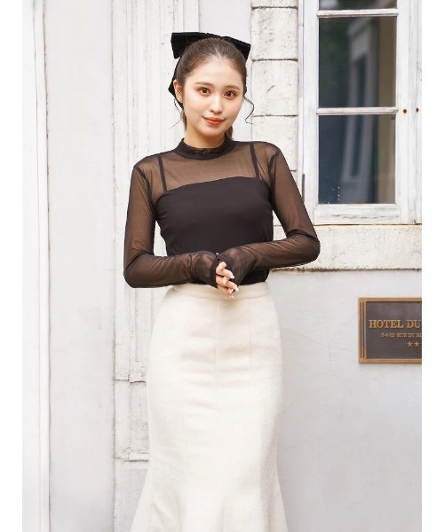 Darich(ダーリッチ)の「メッシュシアートップス(Tシャツ/カットソー・レディース・ブラック・FREE)」の1枚目の写真