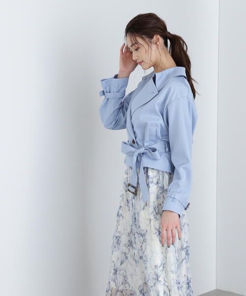 JILL STUART サイドプリーツ　トレンチコート　ブルー JILL STUART サイドプリーツ トレンチコート ブルー JILL STUART