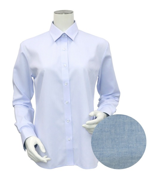 TOKYO SHIRTS（トウキョウシャツ）の「形態安定ノーアイロン レギュラー 長袖ビジネスワイシャツ（ビジネスシャツ・レディース・ライトブルー・XS/S/M/L/LL/XL）」の5枚目の写真
