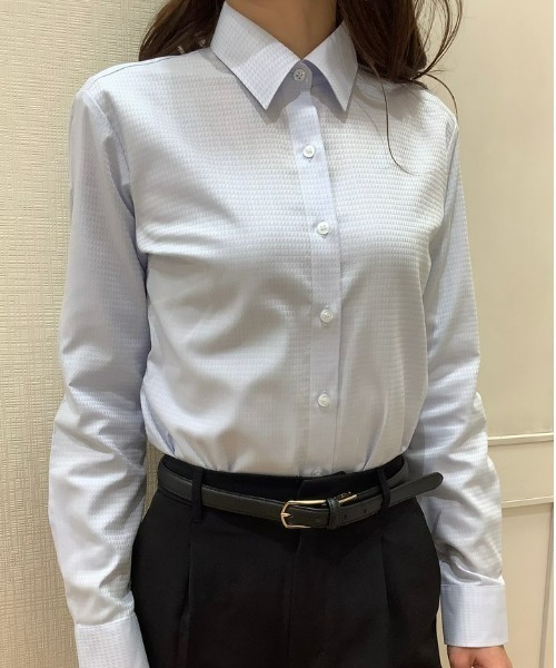 TOKYO SHIRTS（トウキョウシャツ）の「形態安定ノーアイロン レギュラー 長袖ビジネスワイシャツ（ビジネスシャツ・レディース・ライトブルー・XS/S/M/L/LL/XL）」の7枚目の写真