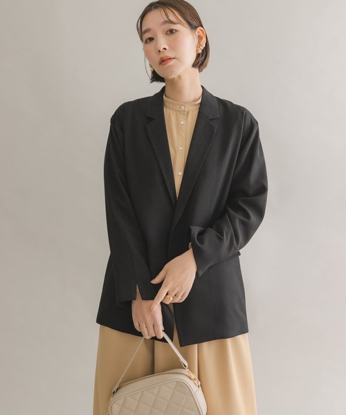 F by ROSSO（エフバイロッソ）の「F by ROSSO　オーバージャケット（テーラードジャケット・レディース・ブラック/ライトベージュ・FREE）」の6枚目の写真