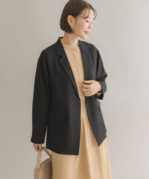 F by ROSSO（エフバイロッソ）の「F by ROSSO　オーバージャケット（テーラードジャケット・レディース・ブラック/ライトベージュ・FREE）」の3枚目の写真