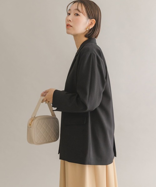 F by ROSSO（エフバイロッソ）の「F by ROSSO　オーバージャケット（テーラードジャケット・レディース・ブラック/ライトベージュ・FREE）」の8枚目の写真