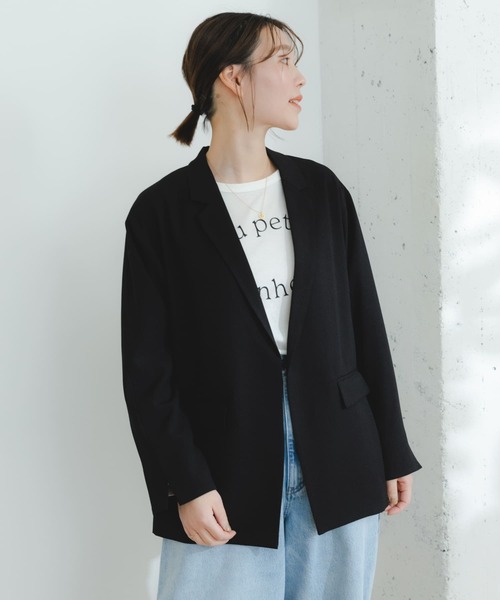 F by ROSSO（エフバイロッソ）の「F by ROSSO　オーバージャケット（テーラードジャケット・レディース・ブラック/ライトベージュ・FREE）」の11枚目の写真