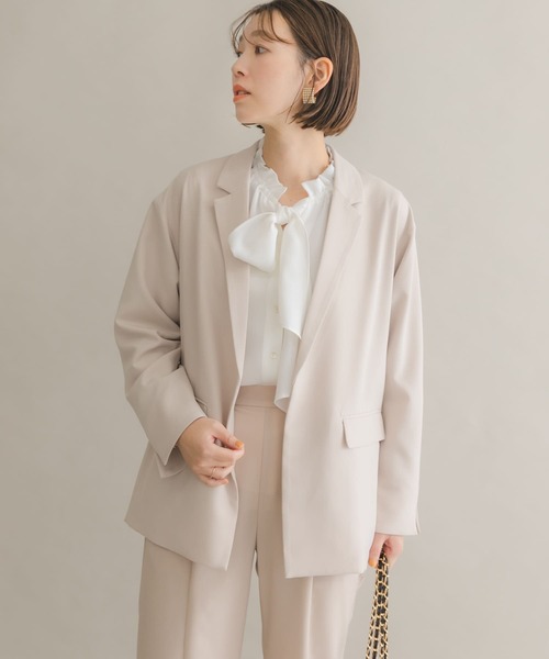 F by ROSSO（エフバイロッソ）の「F by ROSSO　オーバージャケット（テーラードジャケット・レディース・ブラック/ライトベージュ・FREE）」の16枚目の写真