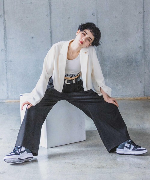 PAGEBOY（ページボーイ）の「ラフショートジャケット（テーラードジャケット・レディース・チャコール/オフホワイト/ブラック・FREE）」の9枚目の写真