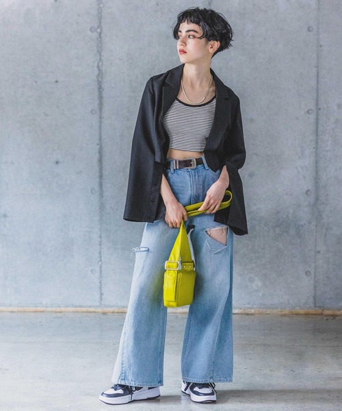 PAGEBOY（ページボーイ）の「ラフショートジャケット（テーラードジャケット・レディース・チャコール/オフホワイト/ブラック・FREE）」の19枚目の写真