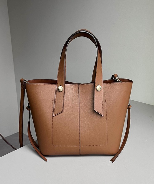 CAPRICIEUX LE'MAGE(カプリシューレマージュ)の「センターシームポーチ付バッグ(ハンドバッグ・レディース・モカ/ブラック/オフホワイト・FREE)」の5枚目の写真