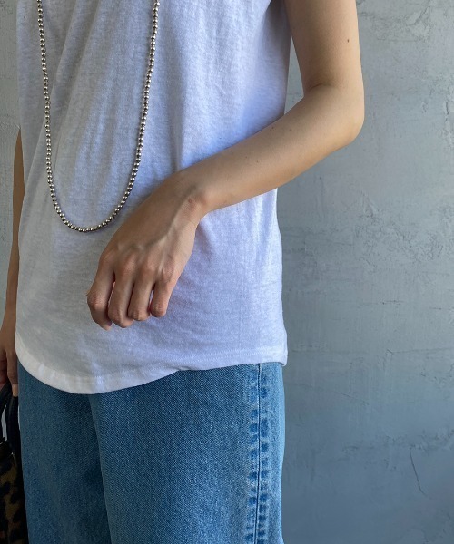 HANES（ヘインズ）の「[HANES/ヘインズ] UNDIES リサイクルコットン ノースリーブTシャツ（Tシャツ/カットソー・レディース・ホワイト/ブラック・F）」の17枚目の写真
