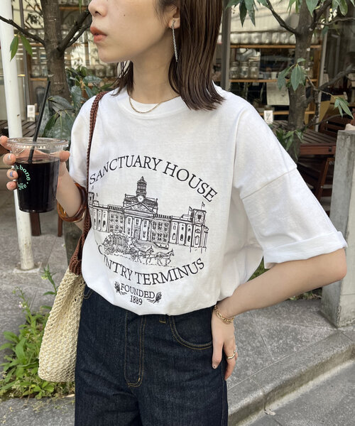 DISCOAT（ディスコート）の「【WEB限定】モチーフ刺繍ロゴTシャツ《ユニセックス》（Tシャツ/カットソー・レディース・チャコールグレー/ホワイト/ネイビー・FREE）」の5枚目の写真