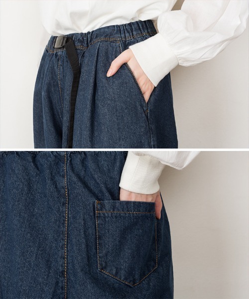 atONE(アットワン)の「atONE 前バックルバルーンデニムパンツ(デニムパンツ・レディース・ネイビー/ブルー/ワンウォッシュ・LL/4L/L/3L/M)」の22枚目の写真