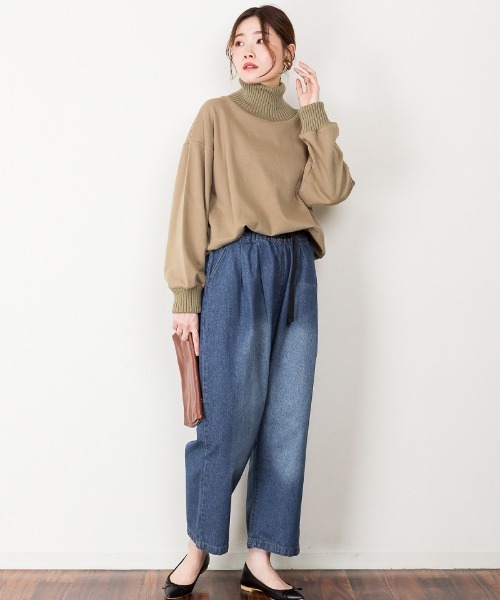 atONE(アットワン)の「atONE 前バックルバルーンデニムパンツ(デニムパンツ・レディース・ネイビー/ブルー/ワンウォッシュ・LL/4L/L/3L/M)」の13枚目の写真