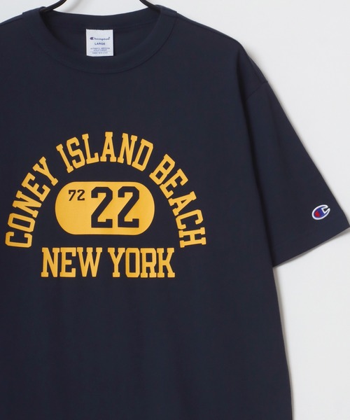 Champion(チャンピオン)の「Champion/チャンピオン コットンUSA カレッジプリント ワンポイント刺繍 半袖Tシャツ(Tシャツ/カットソー・メンズ・ホワイト/ブラック/ベージュ/ネイビー/グレー/ブルー/ホワイト系その他/グリーン・M/L/XL)」の7枚目の写真